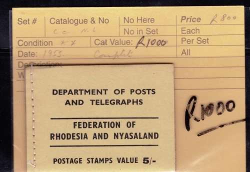 RHODESIA AND NYASALAND BOOKLET CV R 1000