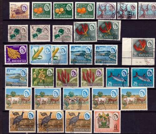 RHODESIA 1966 1st Defn. ISSUE FDC and VF* USED SET + DUPLICATES