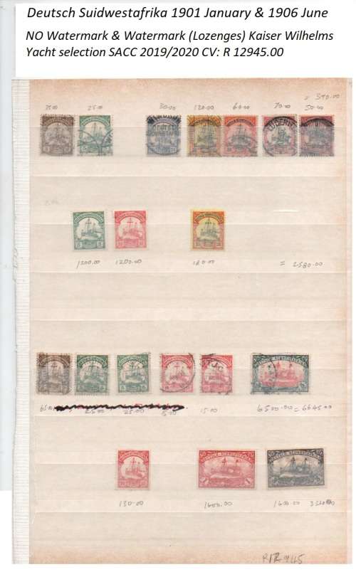 Deutsch Suidwesafrika,1898 Provisional and 1901/1906 Yacht Selection .