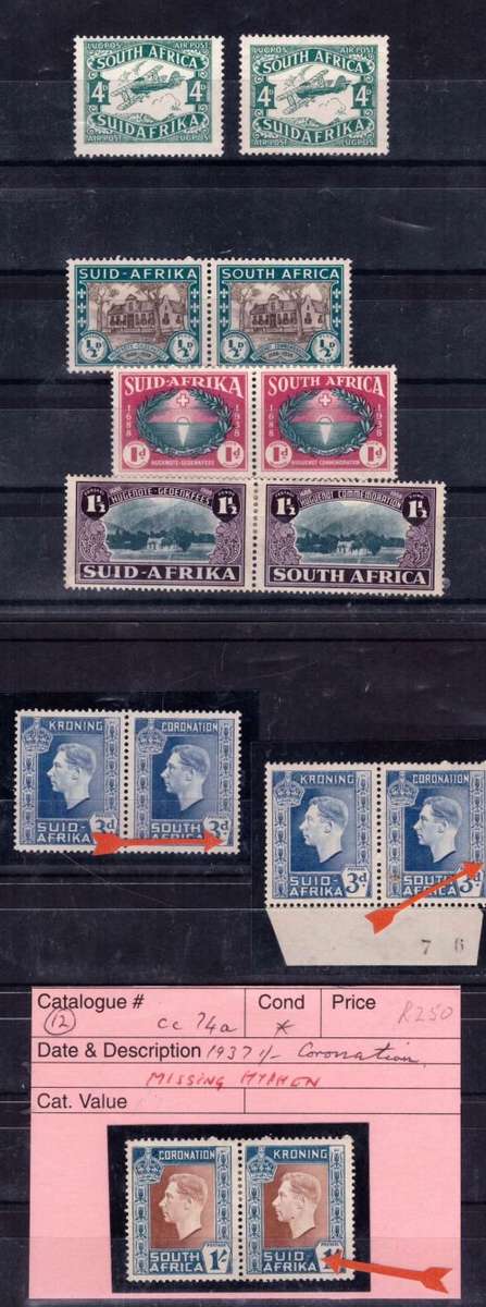 Union Mint / MNH selection CV R 4000+ incl some flaws and varieties
