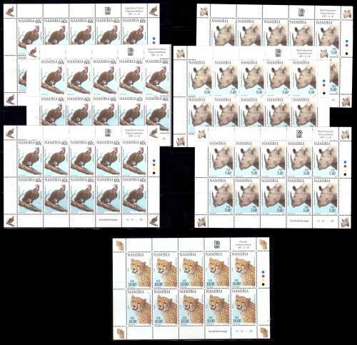 Namibia 1997 Fauna & Flora selection of 7 full sheets MNH - incl N$10 value