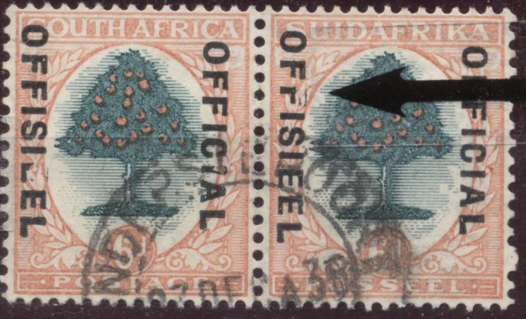 1930 CC 16a 6d Official Pair showing `Broken E & F` CV R 2000 (Used)