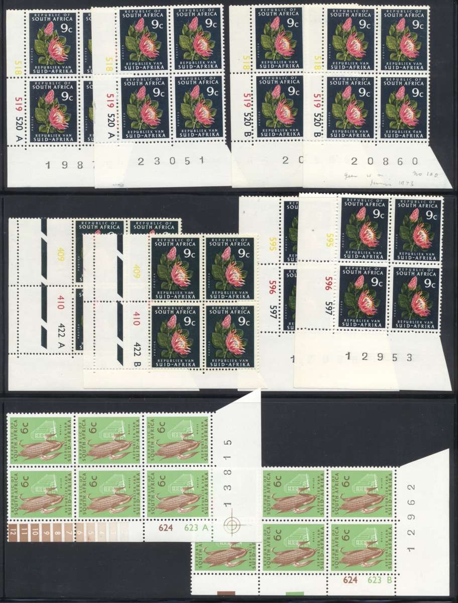 RSA 1st Definitives Various Printings MNH controls selection - see 9 scans