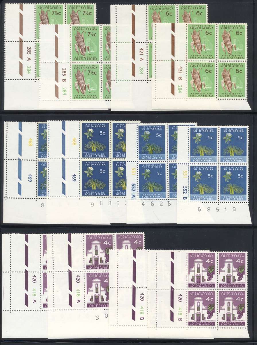 RSA 1st Definitives Various Printings MNH controls selection - see 9 scans
