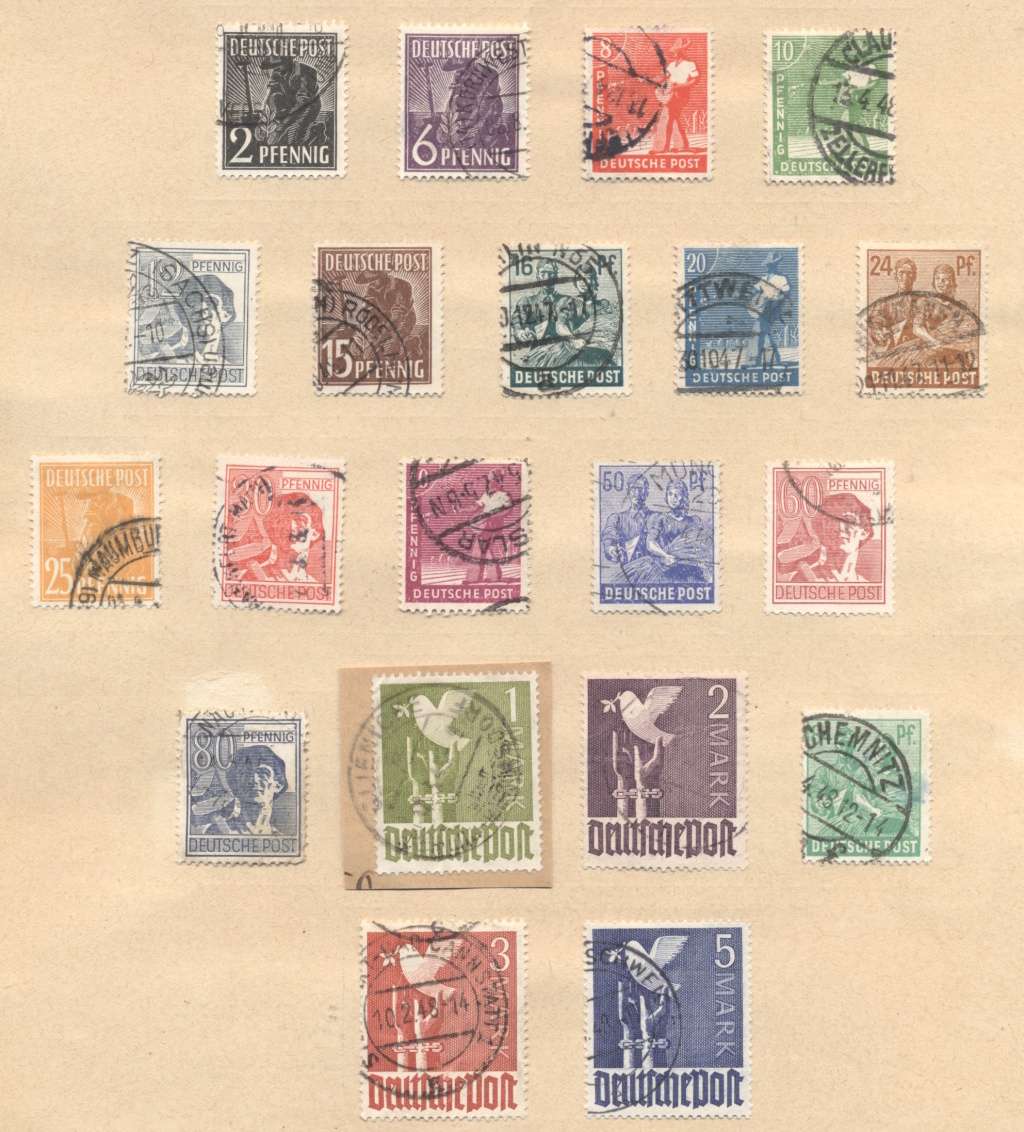 Germany 1947 Allied Occupied Zone Full set MLH & Used - hinged on page - see 2 scans