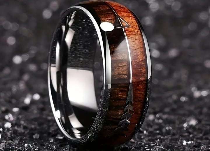 Wood Inlaid Arrow Ring