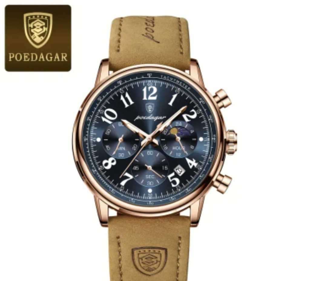 Poedagar Moonphase Automatic Leather Watch