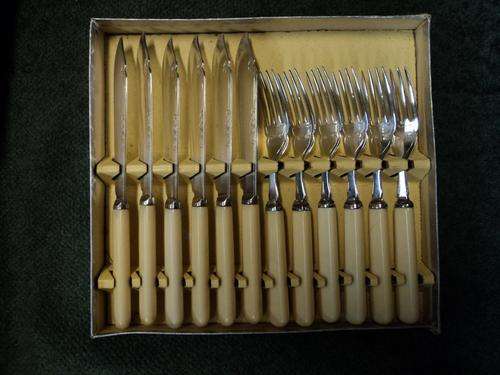 Silver Plated Fish Set with bone handles.