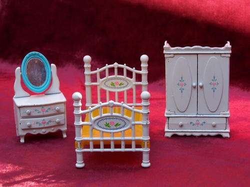 Mattel 1980s Dollhouse Metal Bedroom Suite