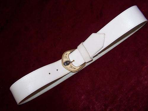 Vintage White Leather Belt