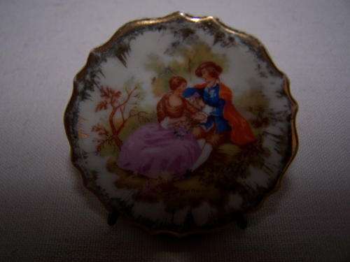Antique Limoges Miniature Plate with Stand, Made in France