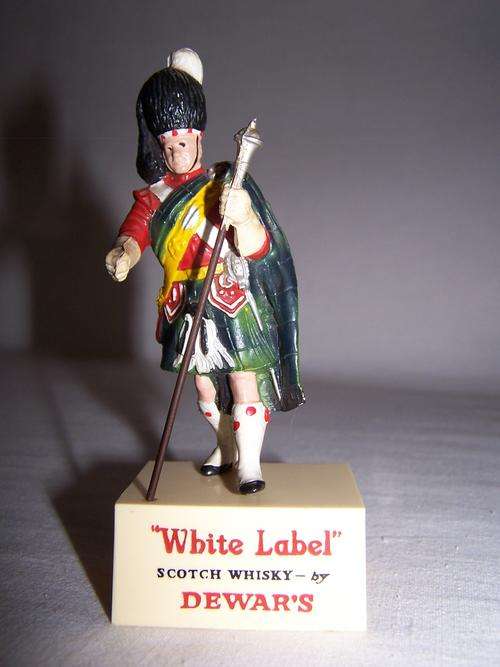 "White Label" Scoth Whisky - by DEWAR'S Rubberoid Advertising Figure & Match Holder, c. 1940s