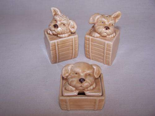 Sylvac Scottie Dog Cruet Set No. 1715 Made in England c. 1940s