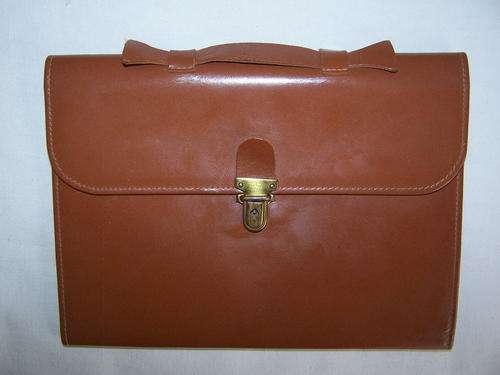 Vintage Leather Writing Folder in Form of a Satchel