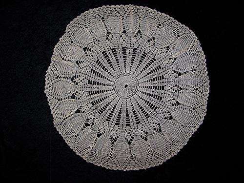 Hand Crocheted Small Round Table Cloth. Pineapple Pattern.