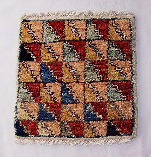 Afghan Mat. Hand Knotted Cotton Afghan Mat. RARE. 380 mm x 335 mm