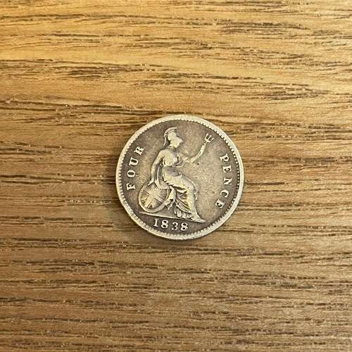 1838 silver British 4 pence (groat)