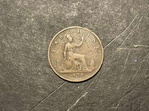 1875 British 1/4 penny coin