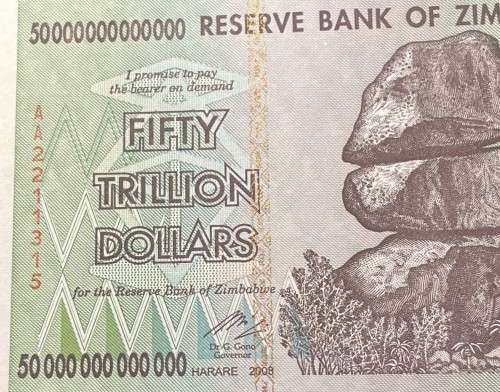 Zimbabwe 50 trillion dollar banknote - probably UNC - I cannot find any folds, creases or pin-holes.