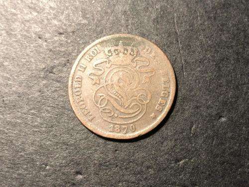 Nice 1870 Belgium 2 Centimes bronze coin
