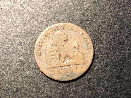 Nice 1870 Belgium 2 Centimes bronze coin