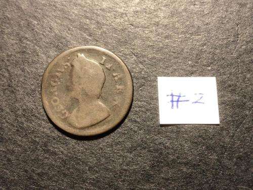 King George II British Copper 1/4 penny coin - lot 2 of 3