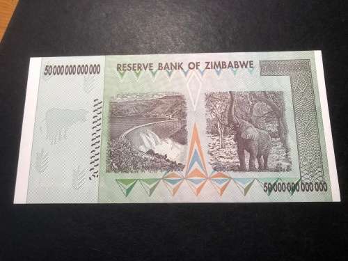 Gem Crisp UNC Zimbabwe 50 Trillion dollar banknote - 1 Available - $50,000,000,000,000