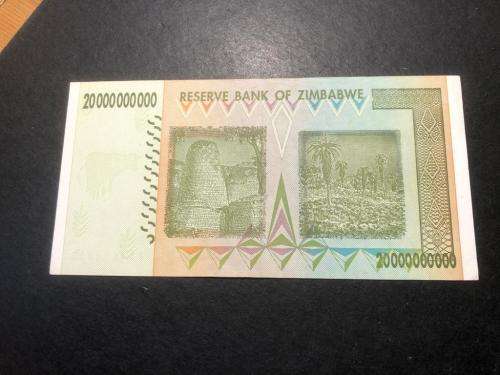 Crisp AU+/UNC Zimbabwe 20 Billion dollar banknote - 2008 Hyperinflation issue