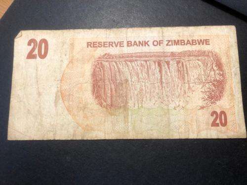 Zimbabwe 20 dollars Bearer cheque banknote