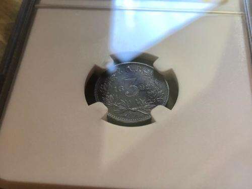 1892 ZAR silver 3 pence (tickey) coin NGC graded AU details Whizzed