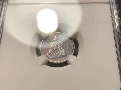 1892 ZAR silver 3 pence (tickey) coin NGC graded AU details Whizzed