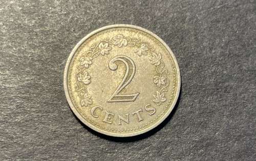 Nice 1972 2 Cents coin from Malta