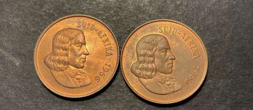 Set of 2 1966 RSA 2 cent coins