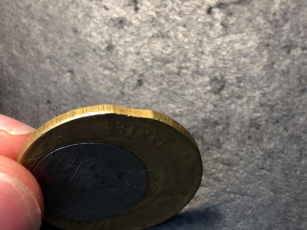 Extremely Rare Double Error 10 rupees coin - Off-centre core and clipped planchet