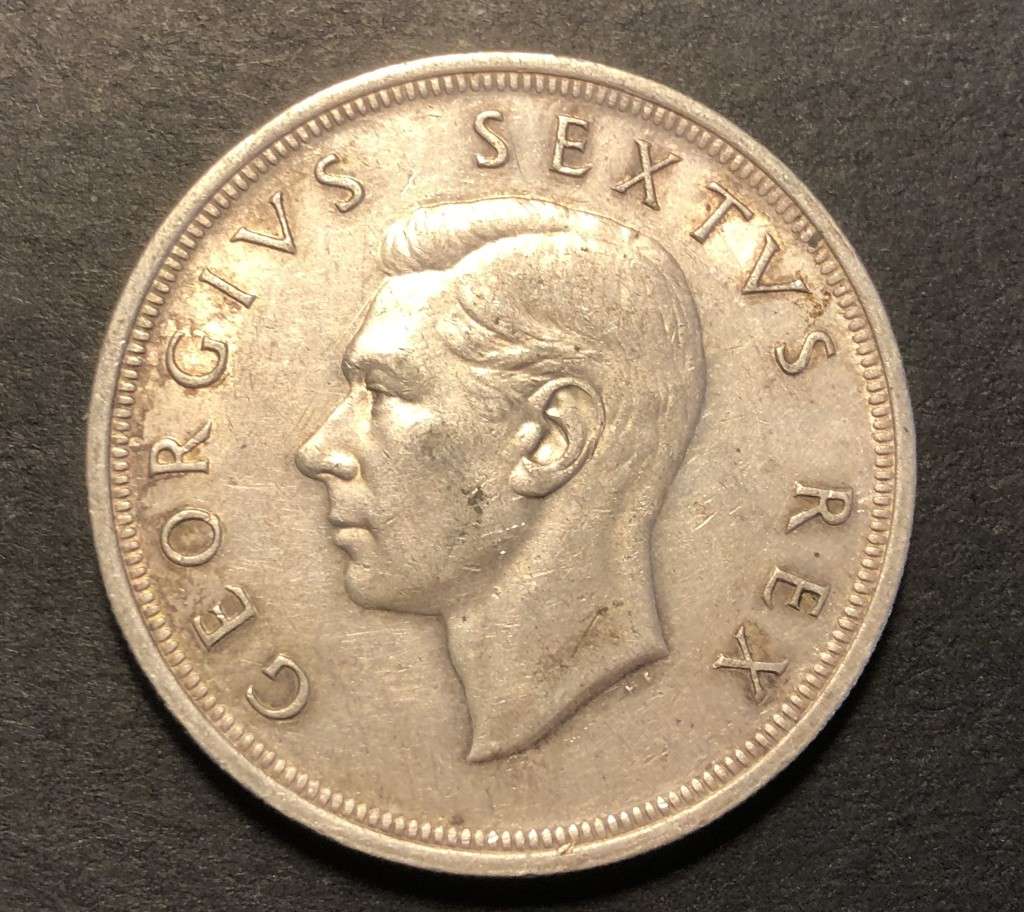 1949 SA Union 5 shilling (crown) silver coin