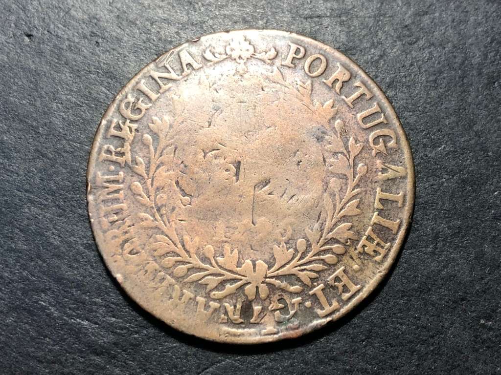 Rare 1796 Portuguese 20 Reis large Crown-sized copper coin - Queen Mary I