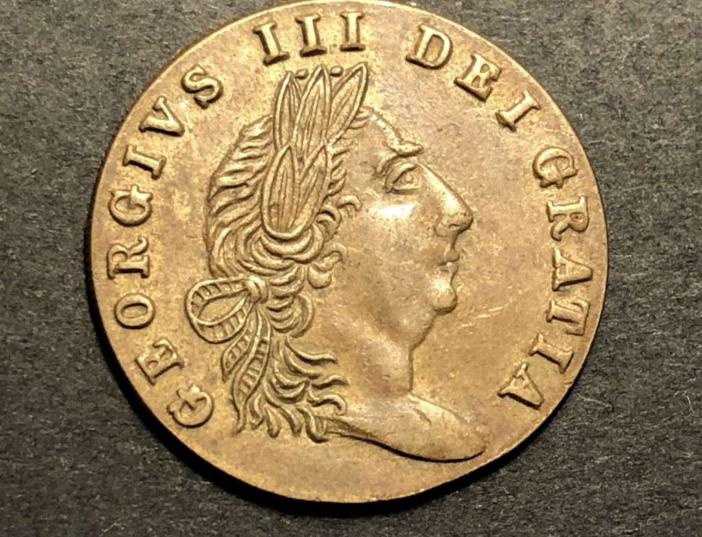Old 1768 1/2 guinea gambling token coin - Nice Condition