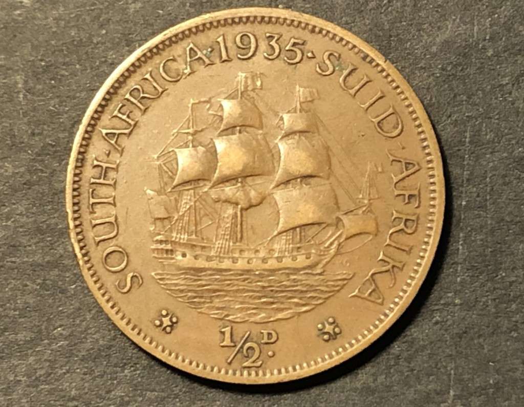 Nice 1935 SA Union 1/2 penny coin