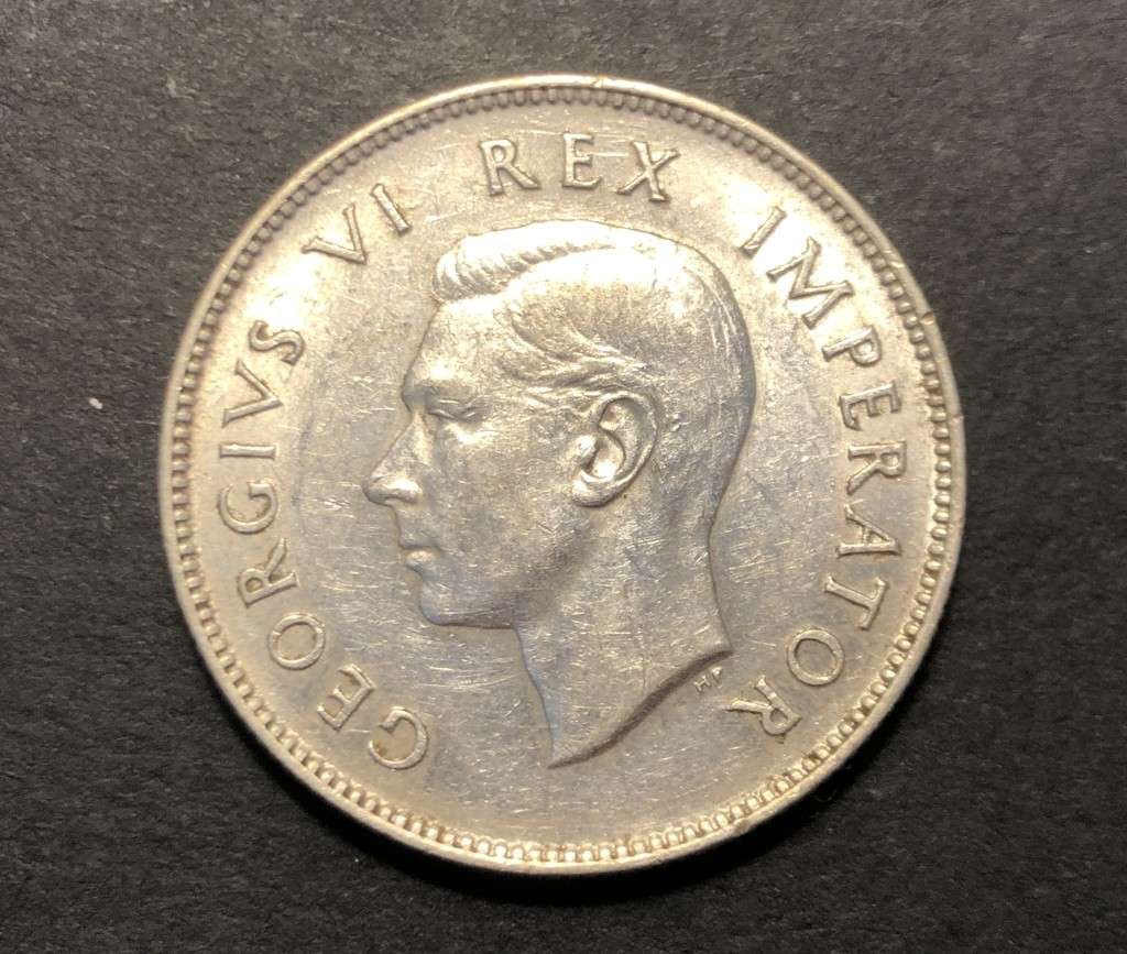 Brilliant AU+ 1945 SA Union Silver 2 Shilling coin - High Catalogue Value - Lot 1 of 2