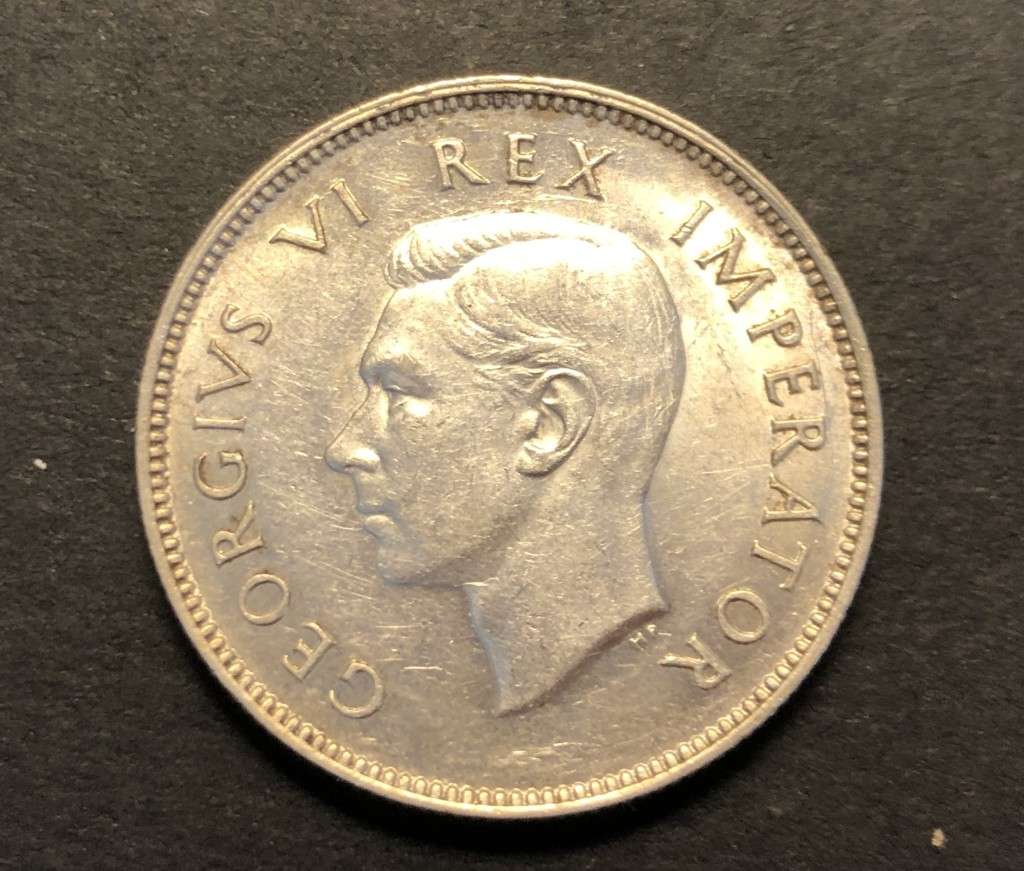 Brilliant AU+ 1945 SA Union Silver 2 Shilling coin - High Catalogue Value - Lot 2 of 2