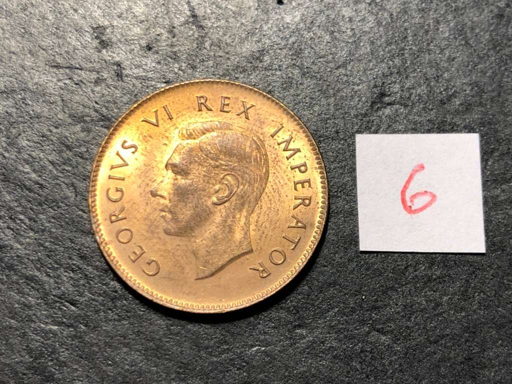 Excellent AU+/UNC 1942 Bronze 1/4 penny coin - Red colour variety - Lot 6 of 6