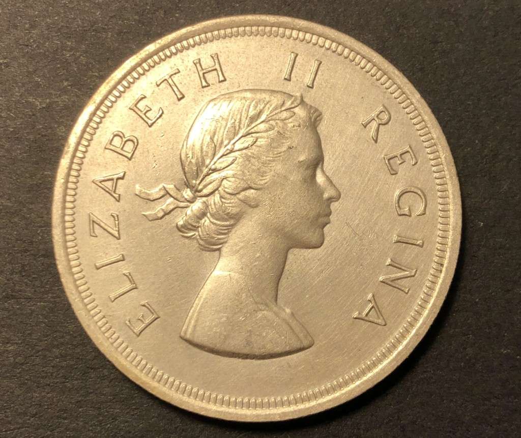 Very nice 1953 SA Union silver 5 shillings (crown) coin