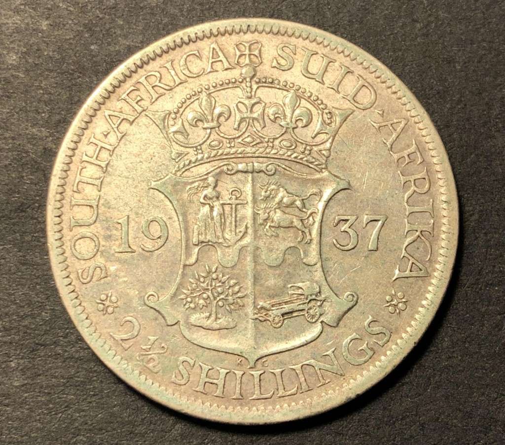 1937 SA Union silver 2 ½ shillings (half crown) coin