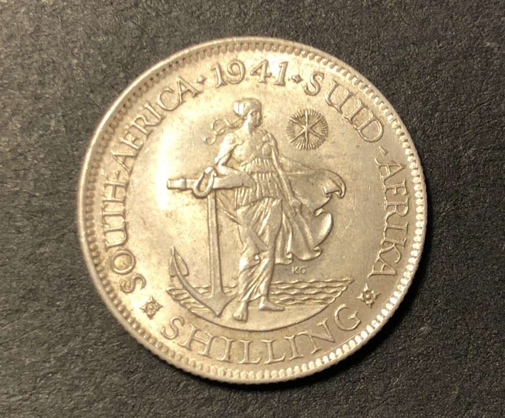 Very nice 1941 SA Union silver shilling coin - 80% silver