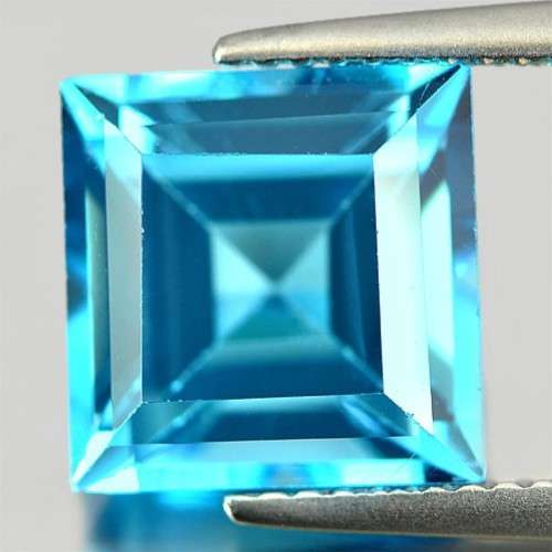 3.34ct SWISS BLUE TOPAZ NATURAL GEMSTONE SQAURE SHAPE