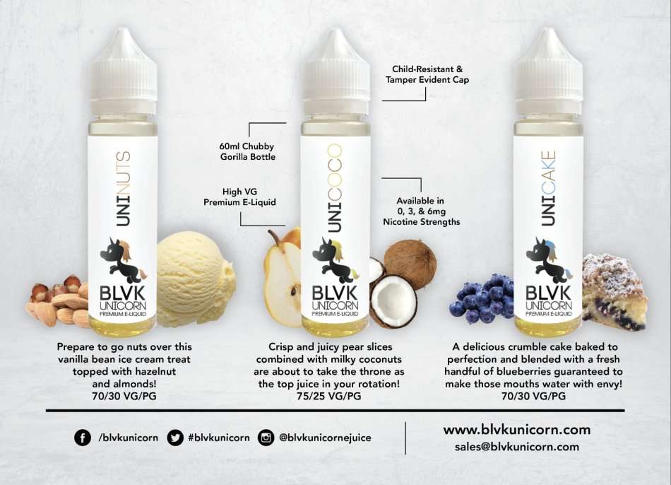 BLVK Unicorn Ejuice 60ml- UniCOCO Eliquid - E-liquid/Vape Juice/Smoke Juice 60ml 3mg
