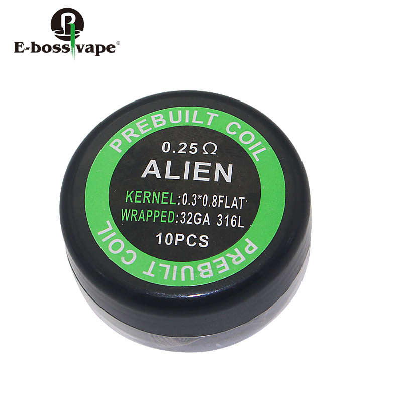 10pcs Prebuilt SS316 ALIEN Coil 0.25ohm Resistance Wire RDA RDTA RBA RTA E Cigarette Mech Mod Coil