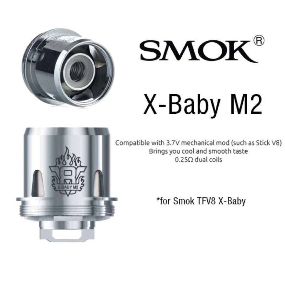 SMOK TFV8 Tank X-BABY M2 0.25 ohm COILS DUAL COIL CORE 1 PCS Atomizer  X8 Stick Replacement Head