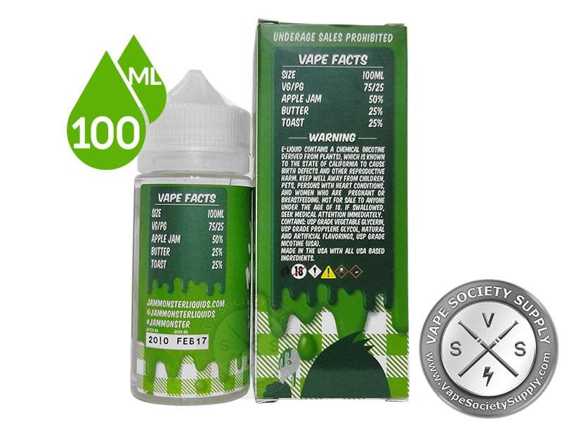Apple 100ml by Jam Monster Eliquids 3mg E-liquid / Vape Juice/ Smoke Juice 100ml 3mg