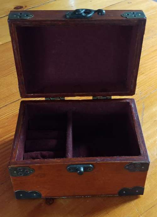 Beautiful solid wooden jewellery box with velvet interior
